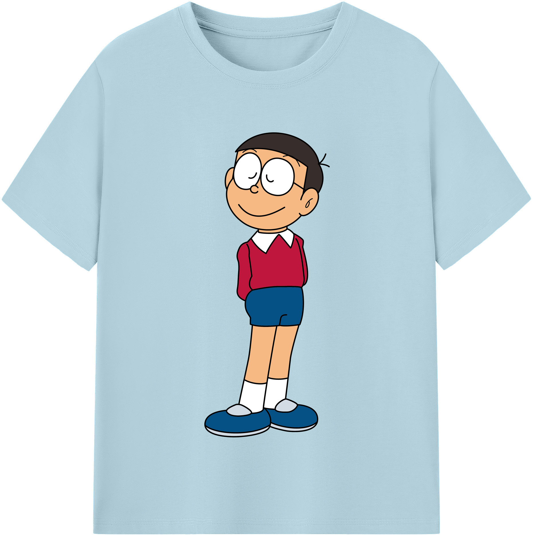 （画像用） ドラえもん 野比 のび太 Doraemon Nobita Nobi 綿100％半袖Tシャツ（フロントプリント）